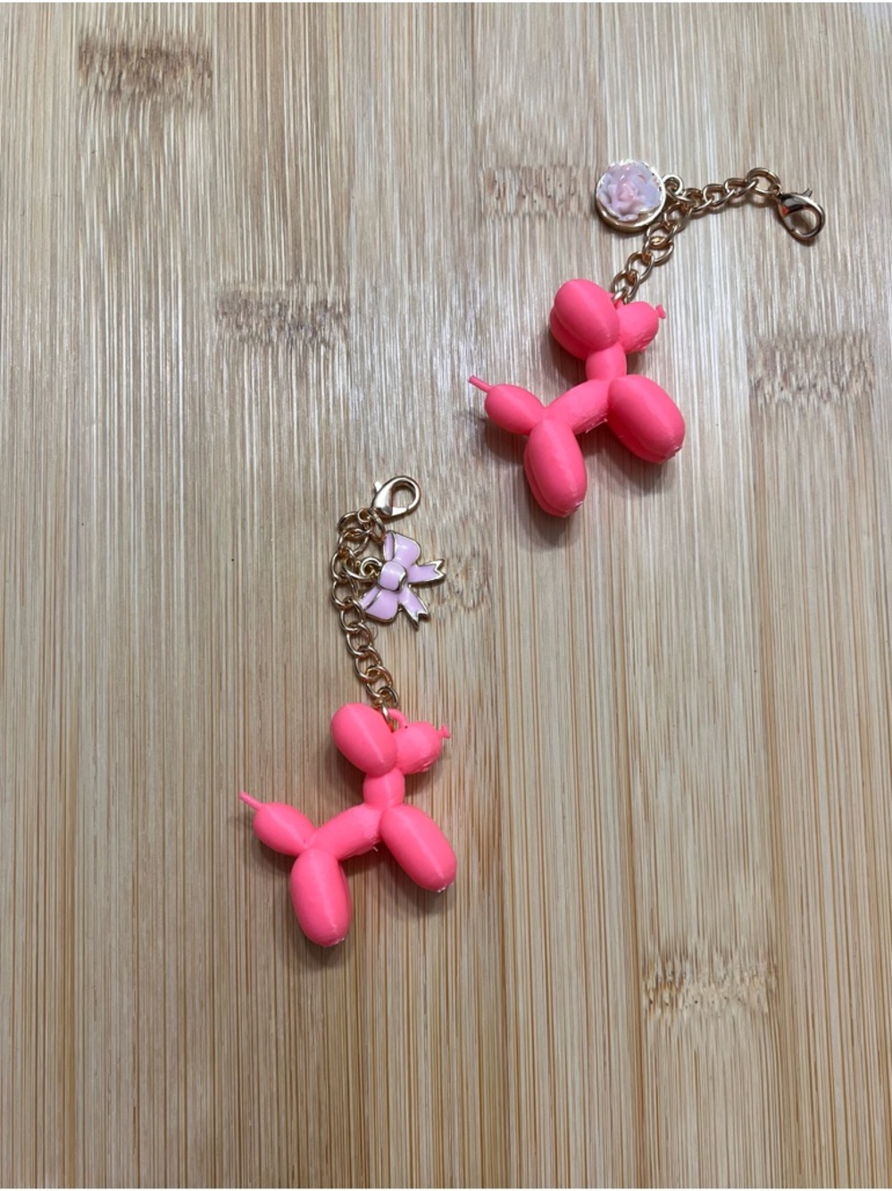 Pink Balloon Dog Charm Keychain 3D printed